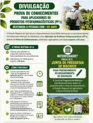 Prova de Conhecimentos para Aplicadores de Produtos Fitofarmac&ecirc;uticos (PF&rsquo;s) +65 ANOS
