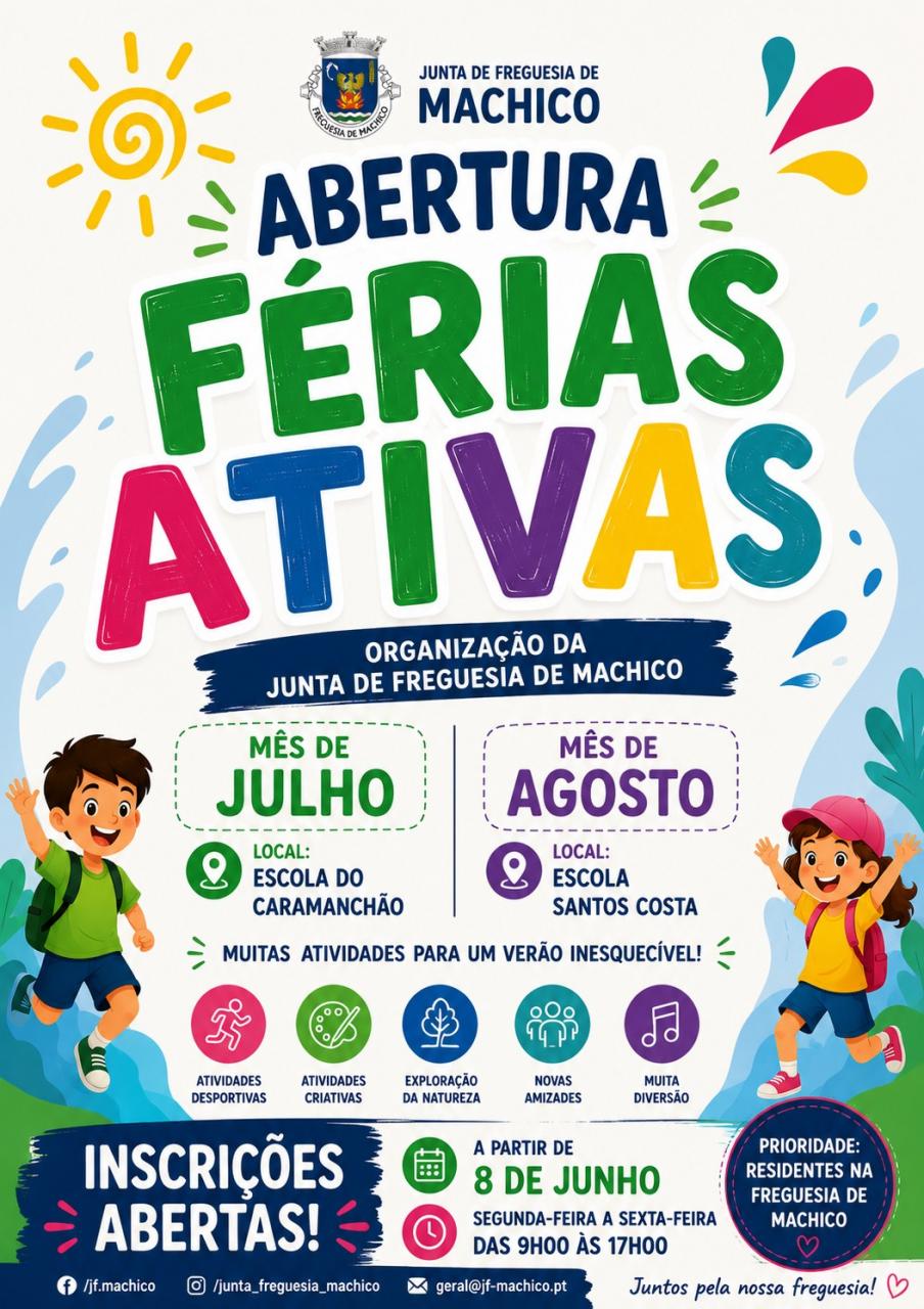 F&eacute;rias Ativas 2026 - Inscri&ccedil;&otilde;es Abertas a partir de 8 de junho 